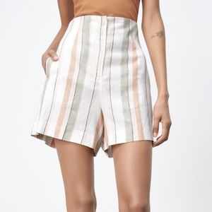 NWT Zara linen blend striped shorts size L
